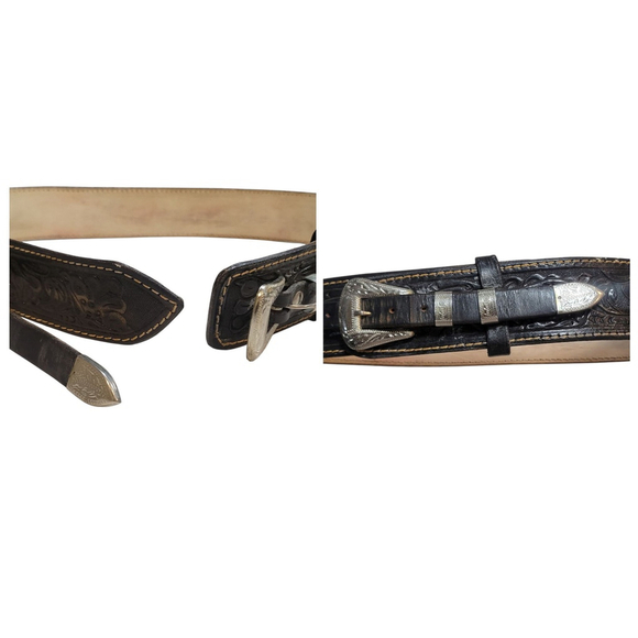 High-Rider Solid Nickle Silver Buckle Genuine Leather Western Belt 40\